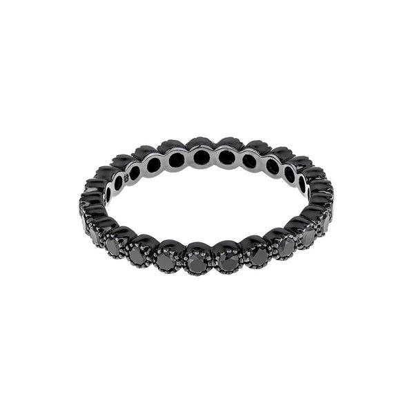 Bezel Black Diamond Blackened Gold Band Ring - 1